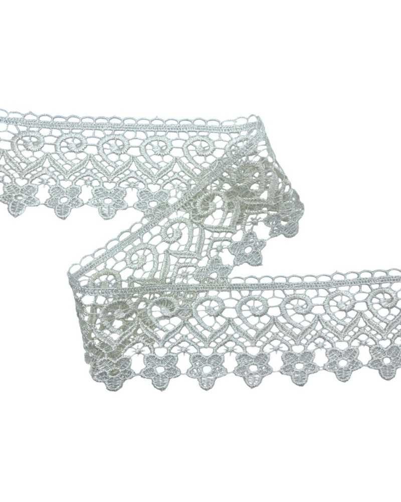 Passamaneria Merletto Pizzo Macramè Panna Punta Fiore Alto 7 Cm