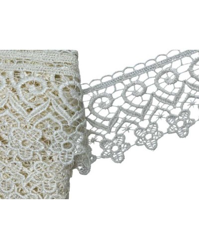 Passamaneria Merletto Pizzo Macramè Panna Punta Fiore Alto 7 Cm
