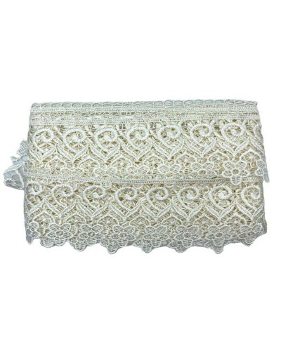 Passamaneria Merletto Pizzo Macramè Panna Punta Fiore Alto 7 Cm