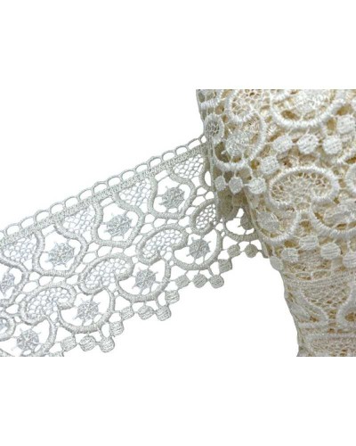 Passamaneria Merletto Pizzo Macramè Panna Punta Alto 6,5 Cm
