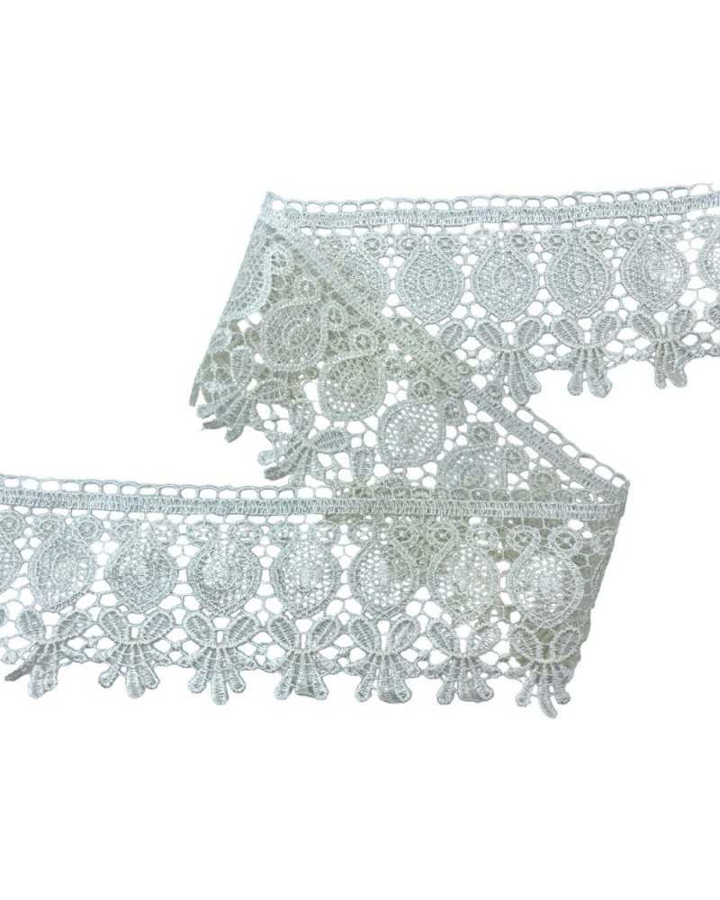 Passamaneria Merletto Pizzo Macramè Panna Punta Alto 8 Cm