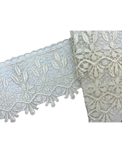 Passamaneria Merletto Pizzo Macramè Panna Punta Alto 7,5 Cm
