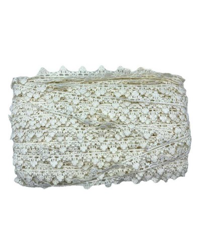 Passamaneria Merletto Pizzo Macramè Panna Puntina Fiorellino Triangolo Alto 1,7 Cm