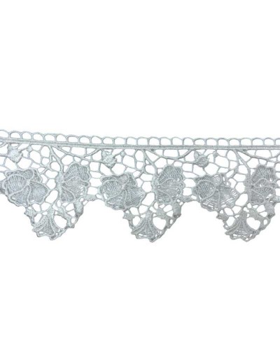 Passamaneria Merletto Pizzo Macramè Bianco Latte Punta Ricamo Foglia Alto 6 Cm