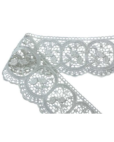 50 Cm Passamaneria Merletto Pizzo Macramè Bianco Latte Punta Ricamo Stelo Rosa Foglia Alto 8,5 Cm