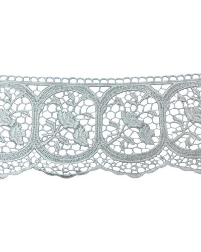 50 Cm Passamaneria Merletto Pizzo Macramè Bianco Latte Punta Ricamo Stelo Rosa Foglia Alto 8,5 Cm