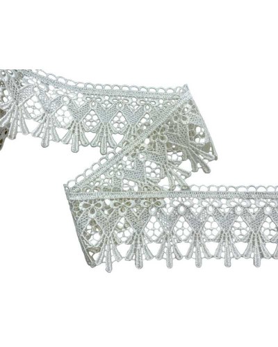 1,90 Mt Passamaneria Macramè Panna Ivory Ricamo Trifoglio Alto 7 Cm