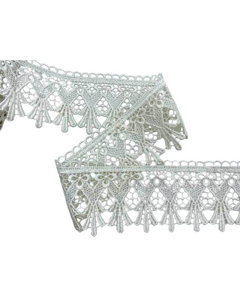 1,90 Mt Passamaneria Macramè Panna Ivory Ricamo Trifoglio Alto 7 Cm