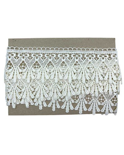 1,90 Mt Passamaneria Macramè Panna Ivory Ricamo Trifoglio Alto 7 Cm