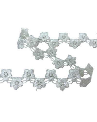Passamaneria Macramè Panna Ivory Ricamo Fiore Ritagliabile Sfalzato Alto 2,5 Cm