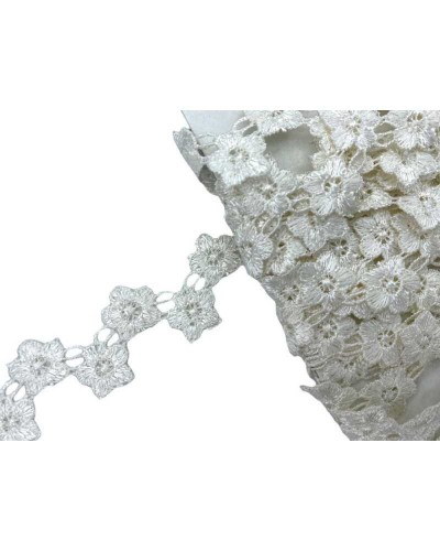 Passamaneria Macramè Panna Ivory Ricamo Fiore Ritagliabile Sfalzato Alto 2,5 Cm