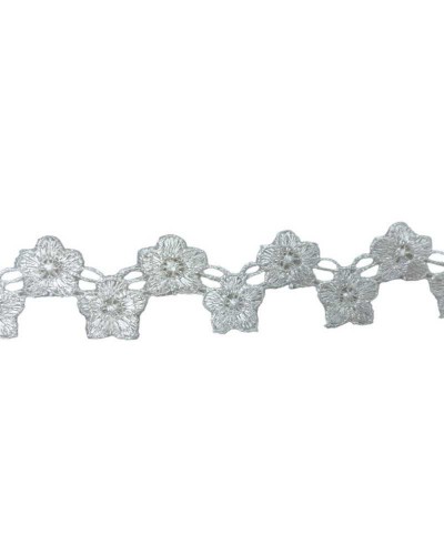 Passamaneria Macramè Panna Ivory Ricamo Fiore Ritagliabile Sfalzato Alto 2,5 Cm