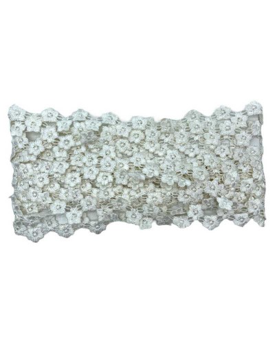 Passamaneria Macramè Panna Ivory Ricamo Fiore Ritagliabile Sfalzato Alto 2,5 Cm