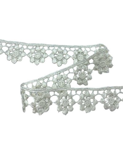 Passamaneria Macramè Panna Ivory Ricamo Fiore Ritagliabile Alto 3 Cm