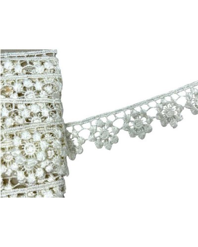 Passamaneria Macramè Panna Ivory Ricamo Fiore Ritagliabile Alto 3 Cm