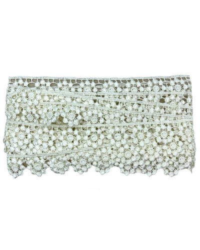 Passamaneria Macramè Panna Ivory Ricamo Fiore Ritagliabile Alto 3 Cm