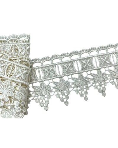 Passamaneria Pizzo Macramè Panna Passanastro Fiore Alto 6 Cm