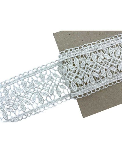 Passamaneria Macramè Ricamo Foglia Tramezzo Panna Alto 6 Cm