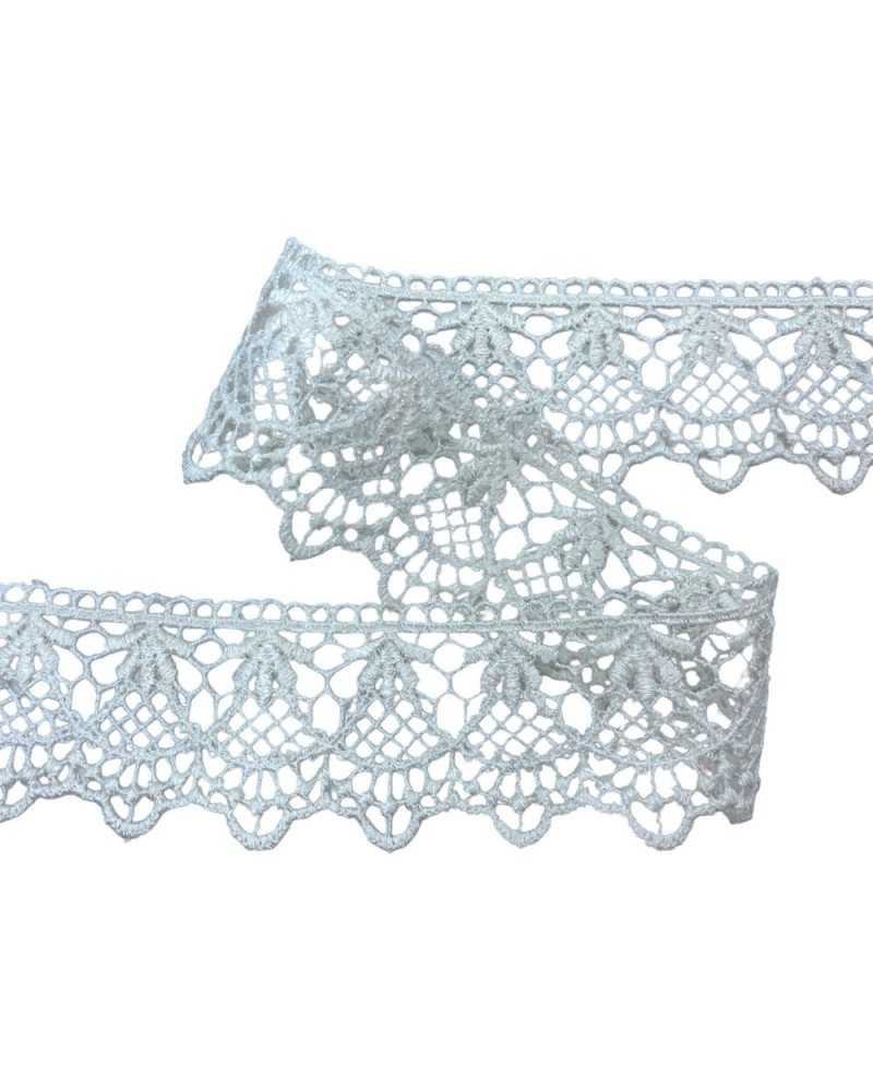 Passamaneria Merletto Pizzo Macramè Bianco Latte Punta Alto 5 Cm