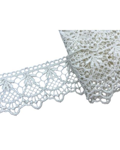 Passamaneria Merletto Pizzo Macramè Bianco Latte Punta Alto 5 Cm