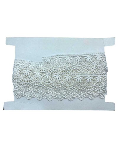 Passamaneria Merletto Pizzo Macramè Bianco Latte Punta Alto 5 Cm