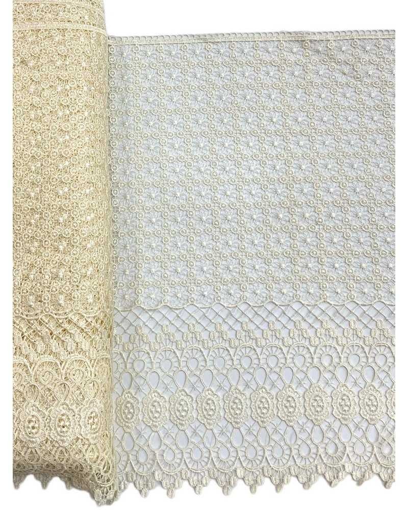 Passamaneria Pizzo Macramè Ricamo Cerchio Disegno Ghirigoro Fiore Smerlato Alto 45 Cm