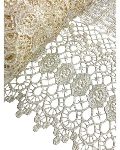 Passamaneria Pizzo Macramè Ricamo Cerchio Disegno Ghirigoro Fiore Smerlato Alto 45 Cm
