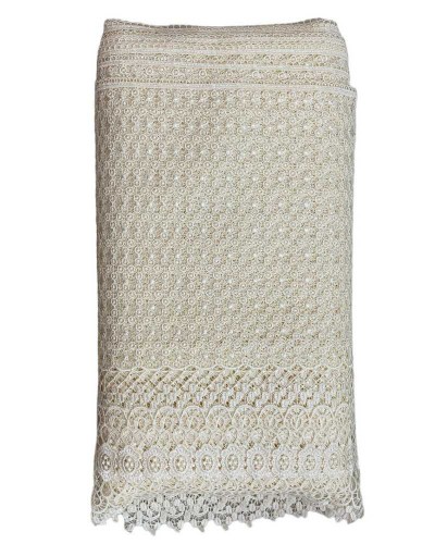 Passamaneria Pizzo Macramè Ricamo Cerchio Disegno Ghirigoro Fiore Smerlato Alto 45 Cm
