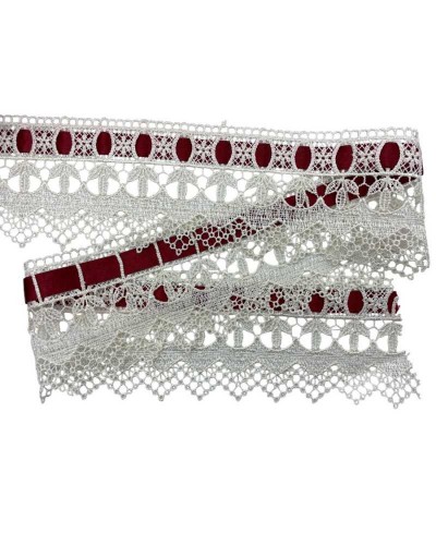 Passamaneria Macramè Pizzo Panna Punta Passanastro Nastro Raso Fiore Alto 8,5 Cm