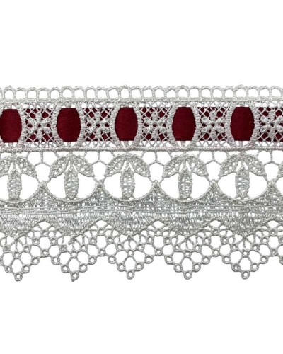 Passamaneria Macramè Pizzo Panna Punta Passanastro Nastro Raso Fiore Alto 8,5 Cm