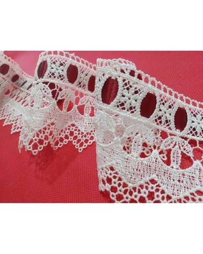 Passamaneria Macramè Pizzo Panna Punta Passanastro Nastro Raso Fiore Alto 8,5 Cm