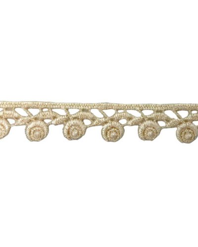 Passamaneria Pizzo Macramè Puntina Champagne Merletto Smerlato Fiore Rosellina Alto 1,5 Cm