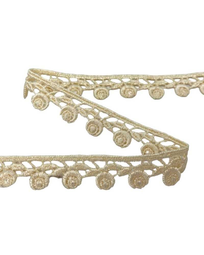 Passamaneria Pizzo Macramè Puntina Champagne Merletto Smerlato Fiore Rosellina Alto 1,5 Cm