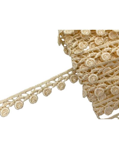 Passamaneria Pizzo Macramè Puntina Champagne Merletto Smerlato Fiore Rosellina Alto 1,5 Cm