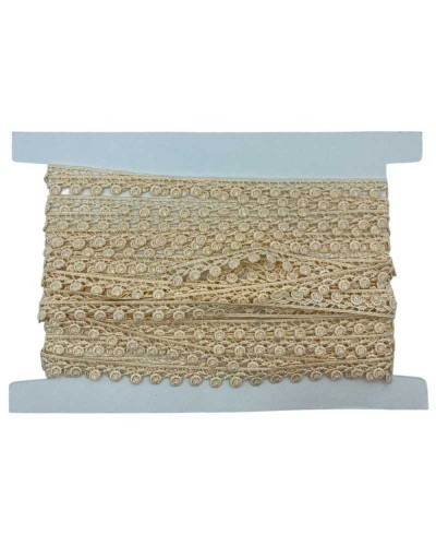 Passamaneria Pizzo Macramè Puntina Champagne Merletto Smerlato Fiore Rosellina Alto 1,5 Cm