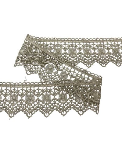 Passamaneria Pizzo Macramè Merletto Biscotto Ricamo Rombo Cerchio Alto 6 Cm