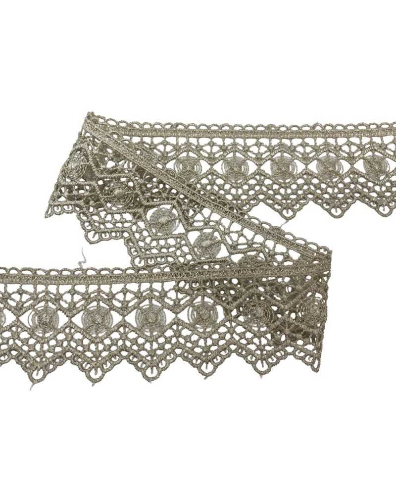 Passamaneria Pizzo Macramè Merletto Biscotto Ricamo Rombo Cerchio Alto 6 Cm