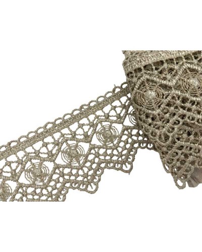 Passamaneria Pizzo Macramè Merletto Biscotto Ricamo Rombo Cerchio Alto 6 Cm