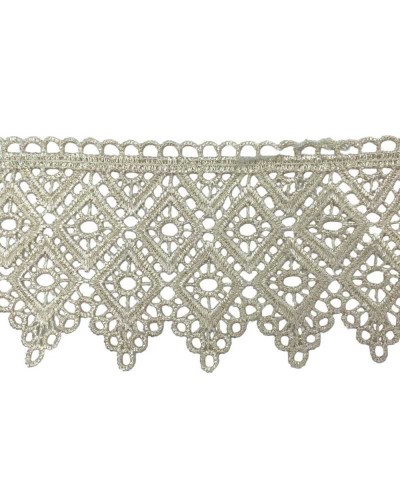 Passamaneria Pizzo Macramè Merletto Beige Ricamo Rombo Cerchio Alto 7,5 Cm