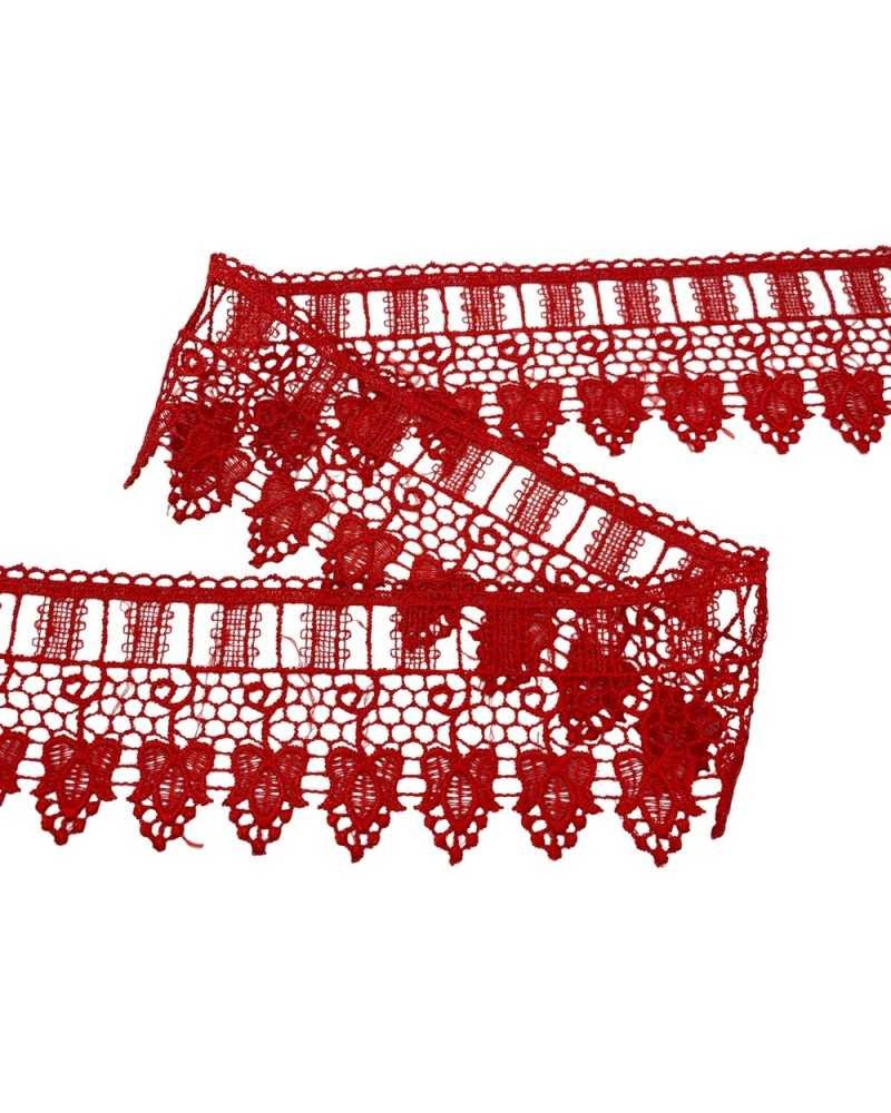 Passamaneria Pizzo Macramè Rosso Passanastro Ricamo Fiore Alto 8 Cm