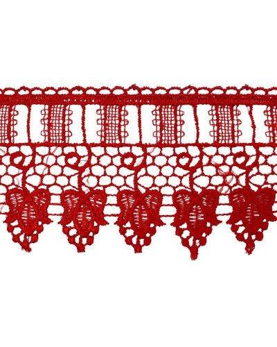 Passamaneria Pizzo Macramè Rosso Passanastro Ricamo Fiore Alto 8 Cm