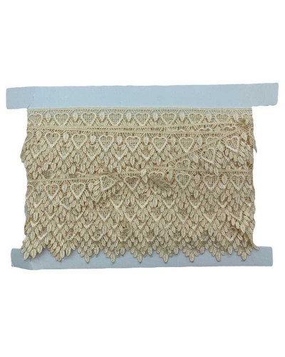 Passamaneria Pizzo Macramè Champagne Merletto Punta Ricamo Cuore Alto 3,5 Cm