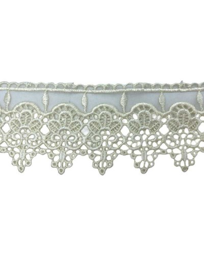 Passamaneria Pizzo Macramè Organza Punta Ricamo Panna Fiore Alto 6 Cm