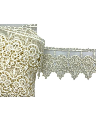 Passamaneria Pizzo Macramè Organza Punta Ricamo Panna Fiore Alto 6 Cm