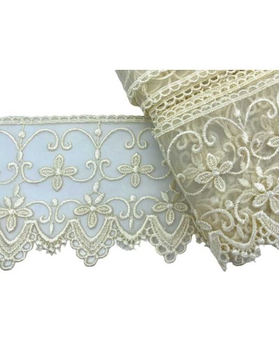 Passamaneria Pizzo Macramè Organza Punta Ricamo Panna Fiore Alto 10,5 Cm