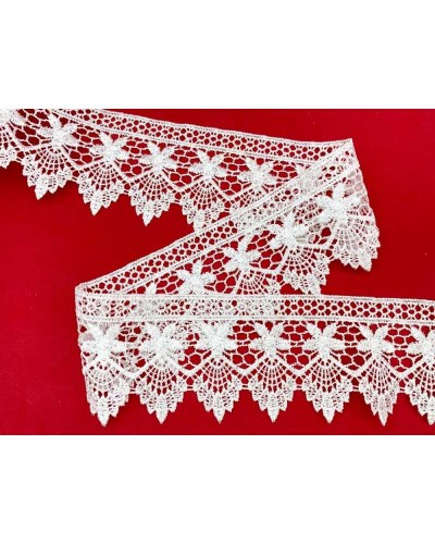 Passamaneria Merletto Bianco Pizzo Macramè Punta Fiore Alto 6 Cm
