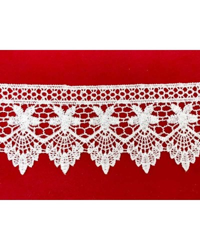 Passamaneria Merletto Bianco Pizzo Macramè Punta Fiore Alto 6 Cm