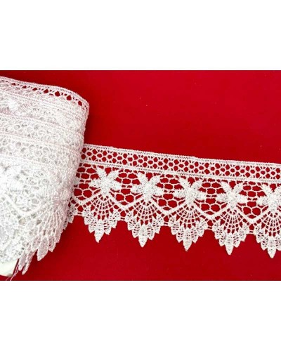 Passamaneria Merletto Bianco Pizzo Macramè Punta Fiore Alto 6 Cm
