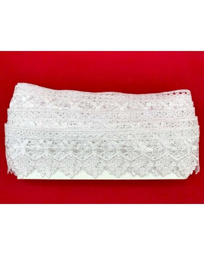 Passamaneria Merletto Bianco Pizzo Macramè Punta Fiore Alto 6 Cm