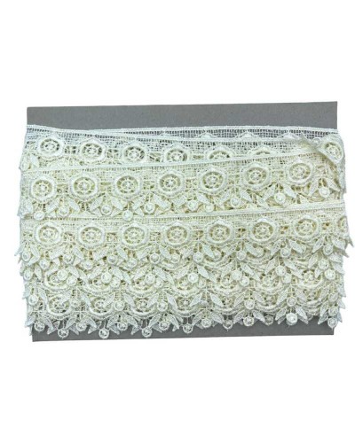 Passamaneria Merletto Pizzo Macramè Panna Smerlato Fiore Alto Cm 3